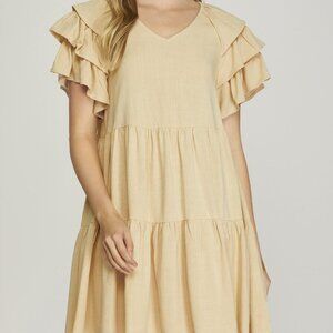 Taupe Ruffle Dress